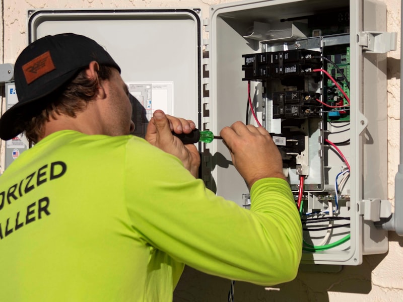Electrician working on residential electrical panel
